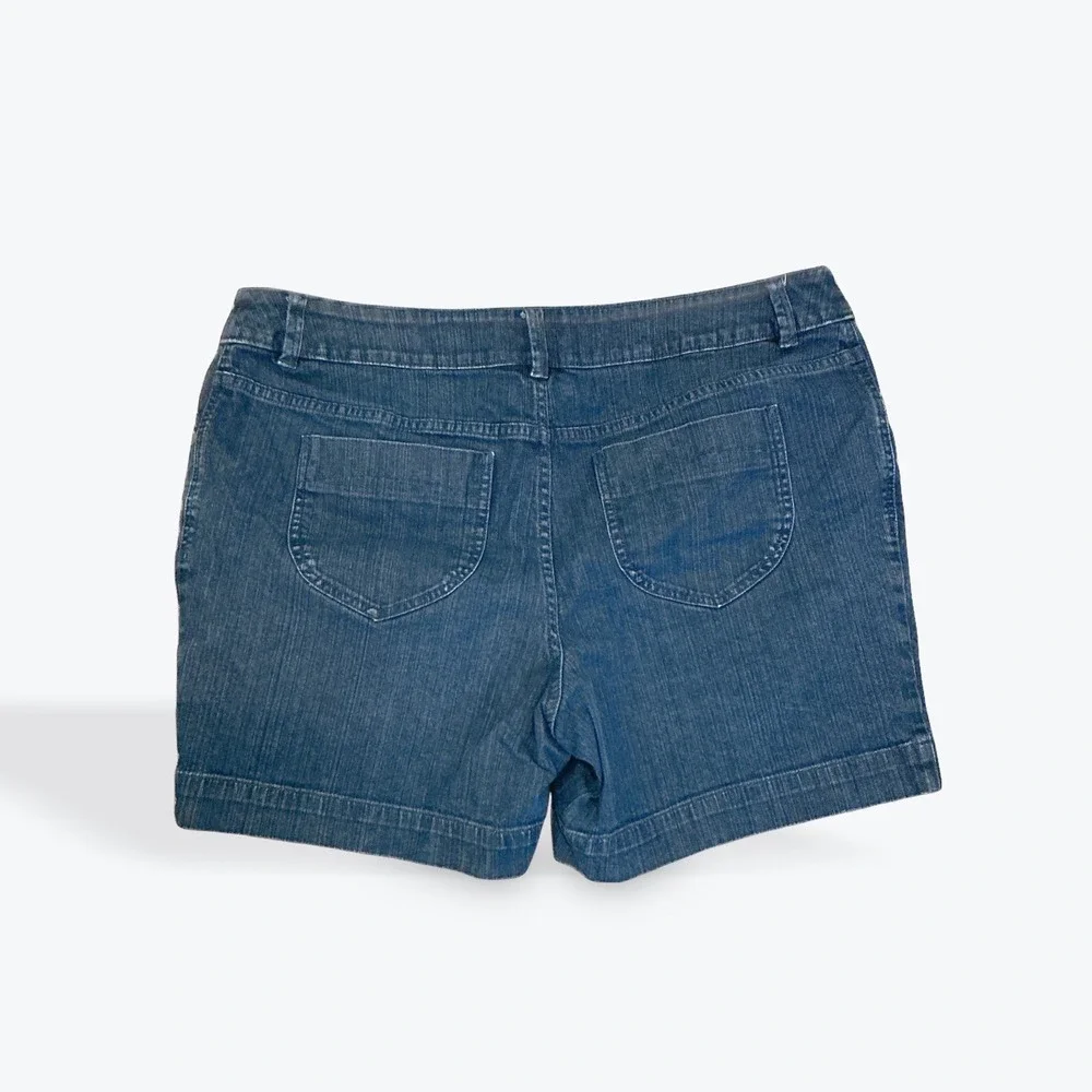 Mossimo‎ Womens 16W Stretch Denim Shorts Blue Dark Wash Cuffed Mid Rise 5-Pocket